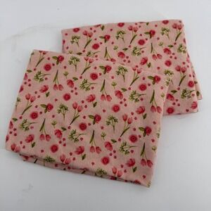 Parents Choice Pink Floral Cotton Flannel Receiving Blankets Set (2) Tulips Rose